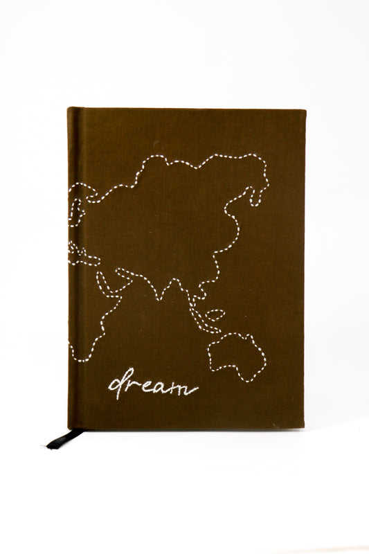 Minimalist "Dream" Map Hand-Embroidered Journal