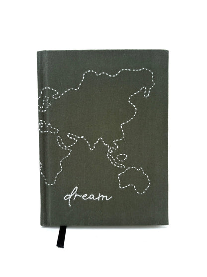 Minimalist "Dream" Map Hand-Embroidered Journal