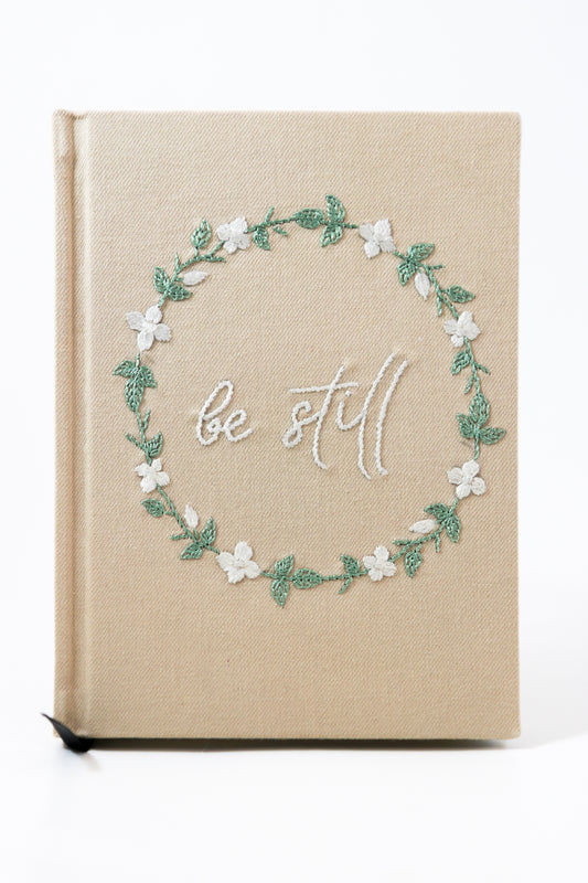 "Be Still" Hand-Embroidered Journal