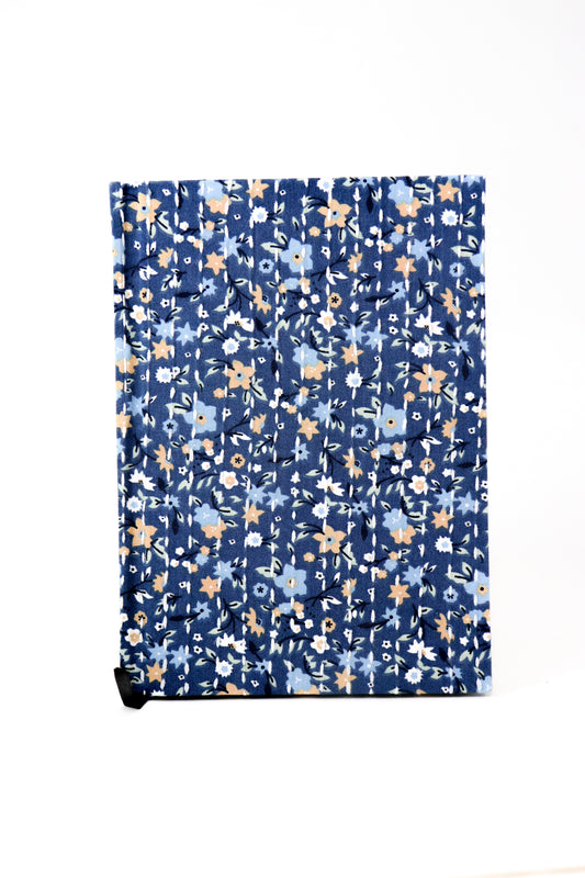 Kantha Stitching Navy Floral On Pattern Design Hand-Embroidered Journal