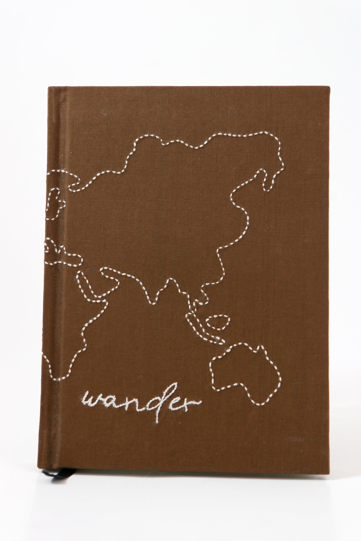 Minimalist Map “Wander” Hand-Embroidered Journal
