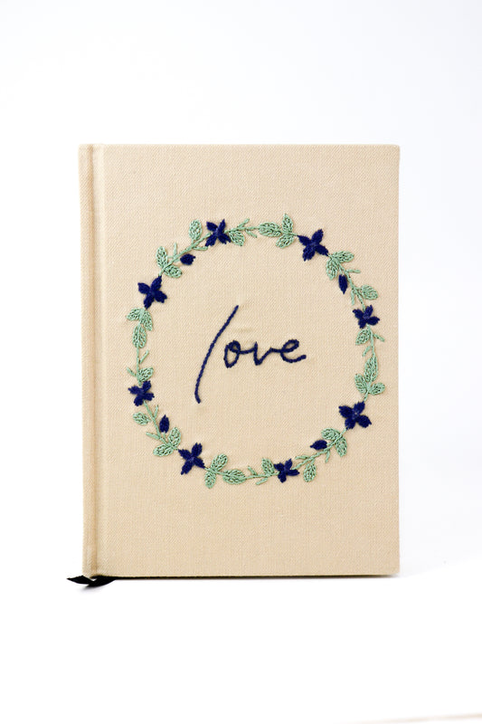 "Love" Circlet Hand-Embroidered Journal