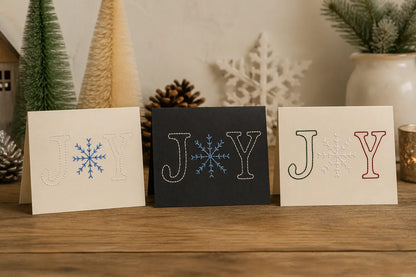 “JOY” Hand-Embroidered Greeting Card