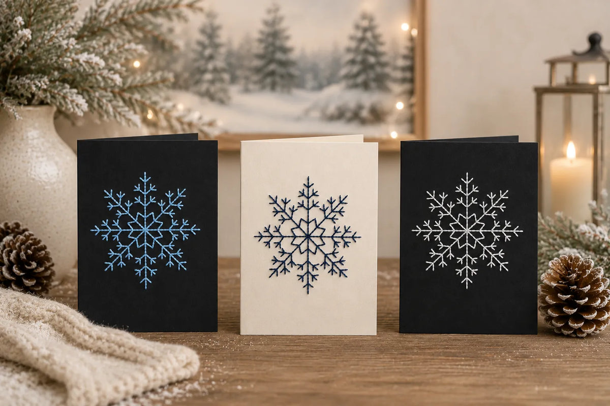 “Snowflake” Hand-Embroidered Greeting Card