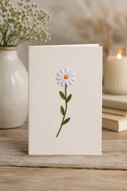 “Daisy” Hand-Embroidered Greeting Card