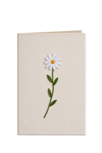 “Daisy” Hand-Embroidered Greeting Card