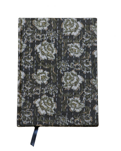 Kantha Stitching “Sepia Garden” On Pattern Design Hand-Embroidered Journal