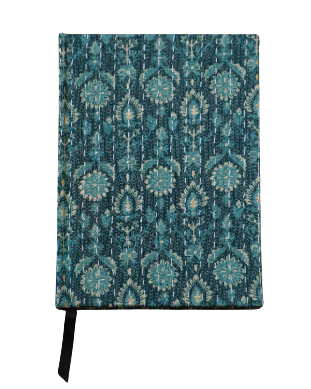 Kantha Stitching “Aqua Meadow” On Pattern Design Hand-Embroidered Journal