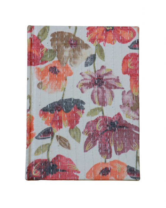 Kantha Stitching “Blush Garden” On Pattern Design Hand-Embroidered Journal