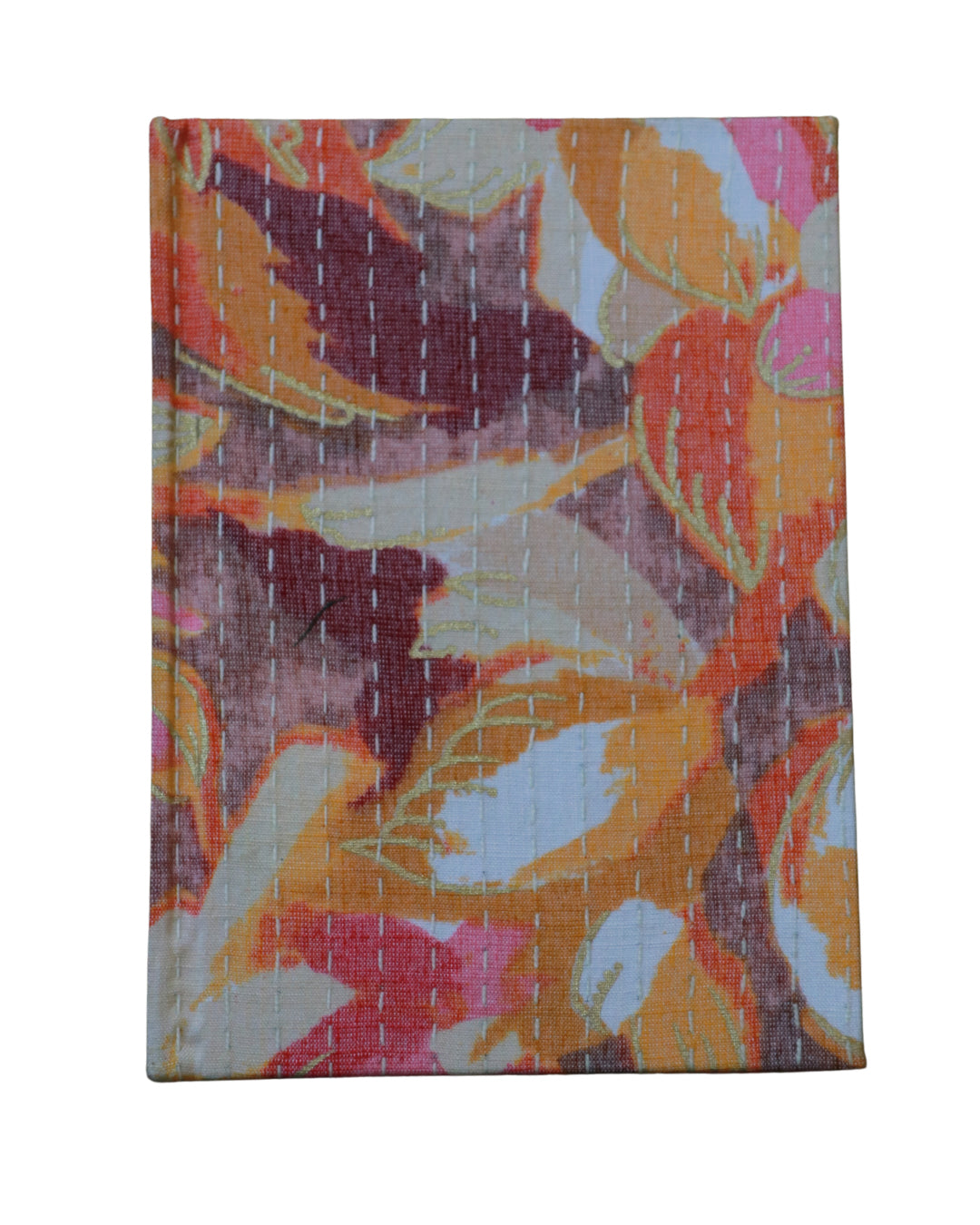 Kantha Stitching “Terracotta Bloom” On Pattern Design Hand-Embroidered Journal