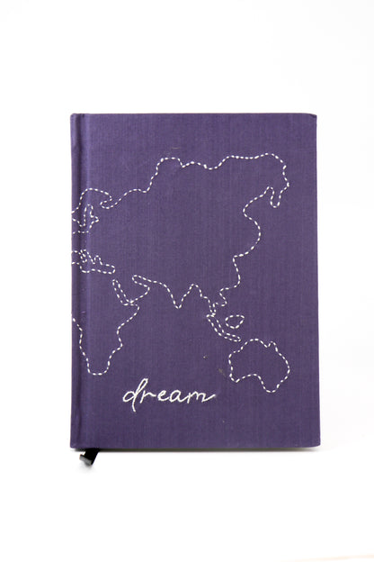 Minimalist "Dream" Map Hand-Embroidered Journal