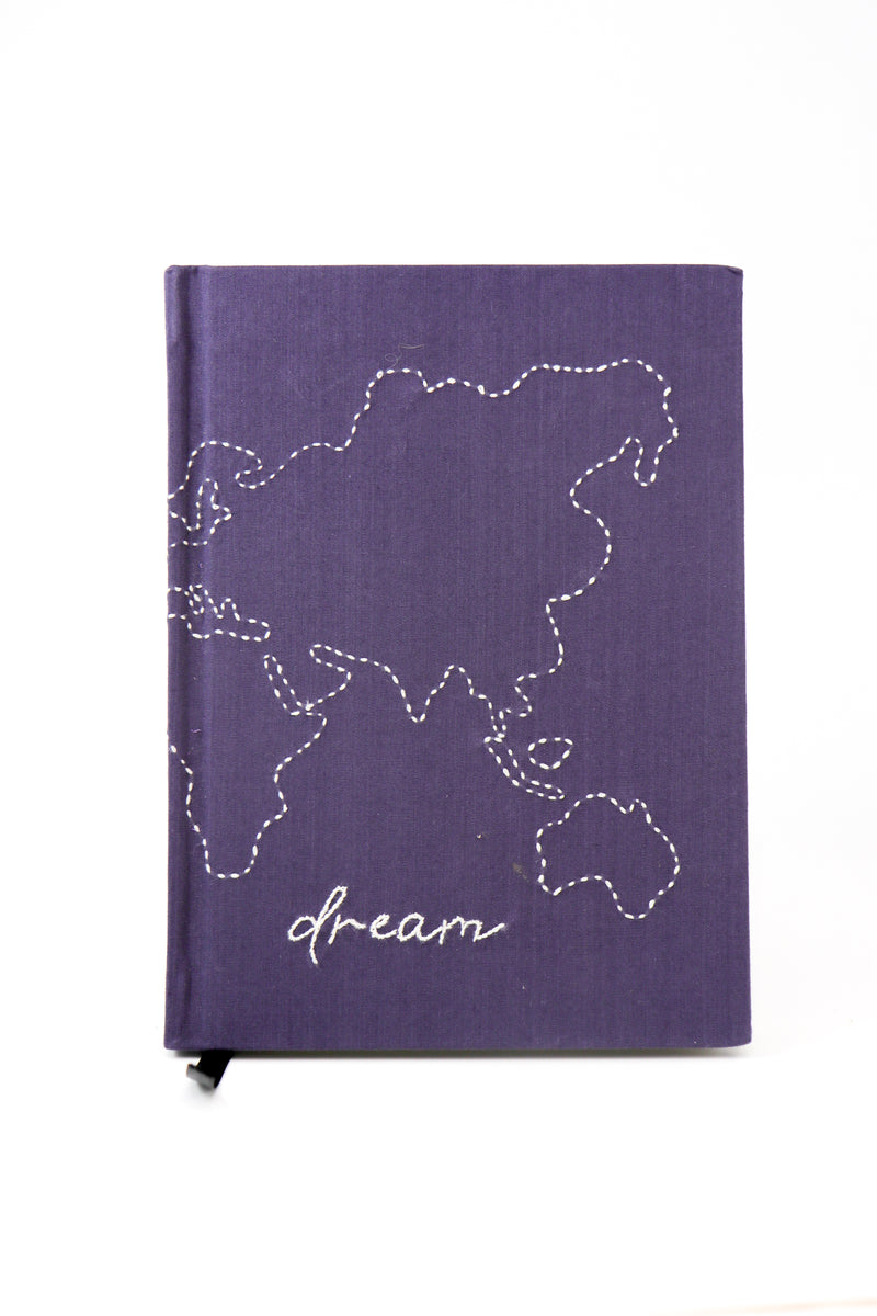 Minimalist "Dream" Map Hand-Embroidered Journal