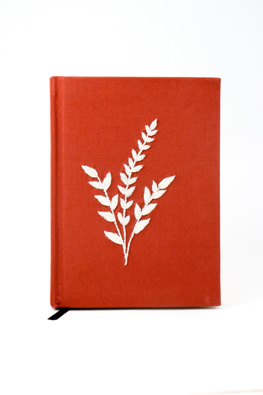 Minimalist Wheat Stalk Hand-Embroidered Journal