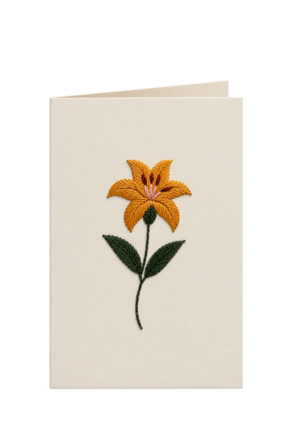 “Lily” Hand-Embroidered Greeting Card
