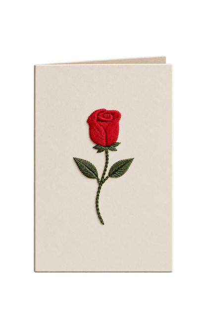 “Rose” Hand-Embroidered Greeting Card