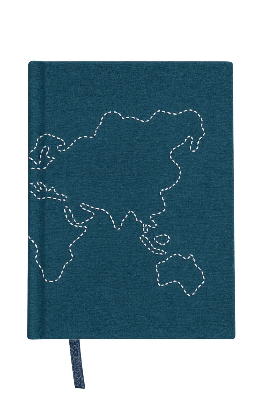 “World Map” Hand-Embroidered Journal