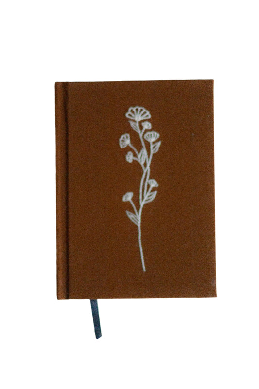 Minimalist Wildflower Sprig Hand-Embroidered Journal