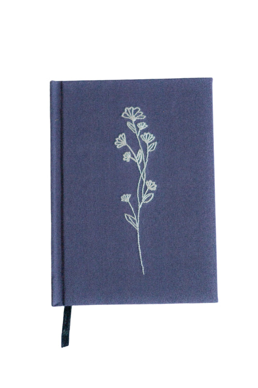 Minimalist Wildflower Sprig Hand-Embroidered Journal