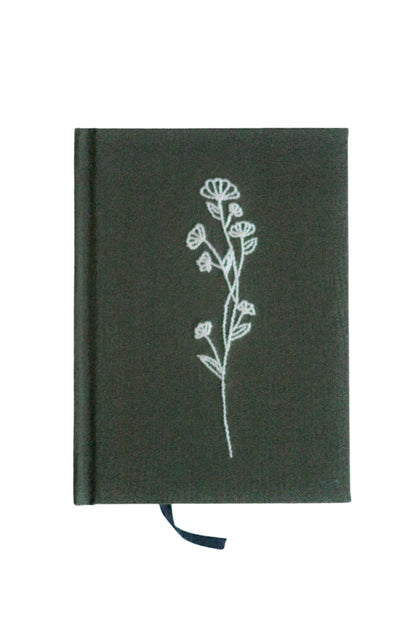 Minimalist “Wildflower Sprig” Hand-Embroidered Journal