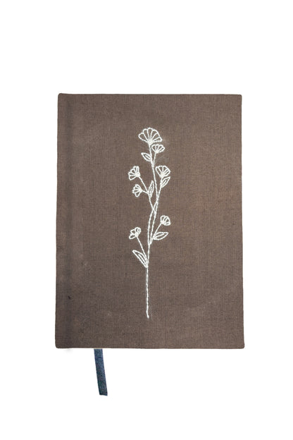 Minimalist “Wildflower Sprig” Hand-Embroidered Journal