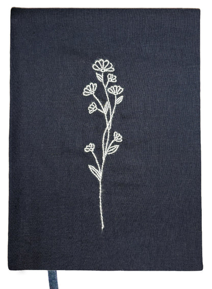 Minimalist “Wildflower Sprig” Hand-Embroidered Journal