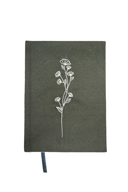 Minimalist “Wildflower Sprig” Hand-Embroidered Journal