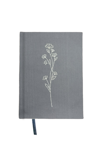 Minimalist “Wildflower Sprig” Hand-Embroidered Journal