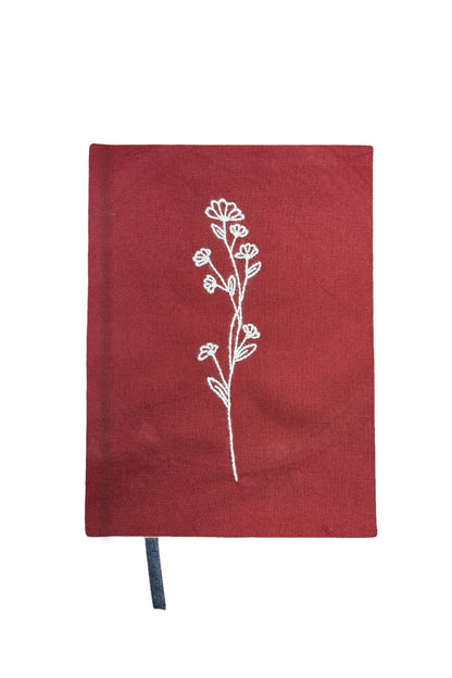 Minimalist “Wildflower Sprig” Hand-Embroidered Journal