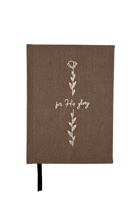 Minimalist "For His Glory" Hand-Embroidered Journal