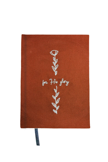 Minimalist "For His Glory" Hand-Embroidered Journal