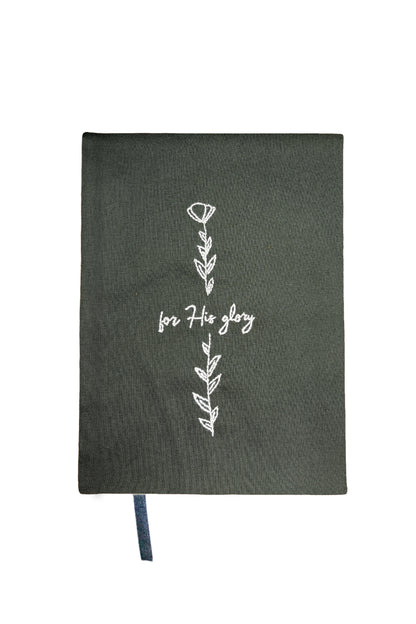 Minimalist "For His Glory" Hand-Embroidered Journal