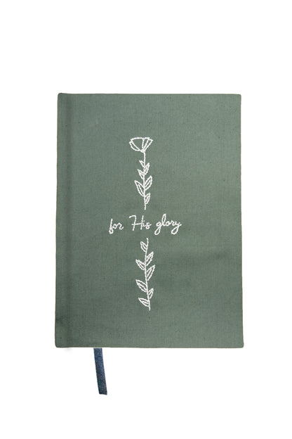 Minimalist "For His Glory" Hand-Embroidered Journal