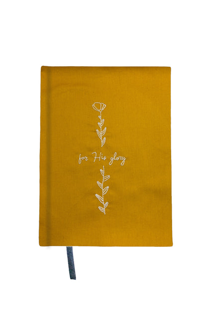 Minimalist "For His Glory" Hand-Embroidered Journal