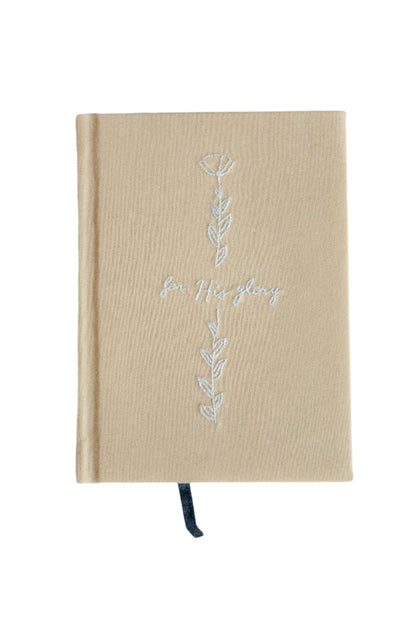 Minimalist "For His Glory" Hand-Embroidered Journal