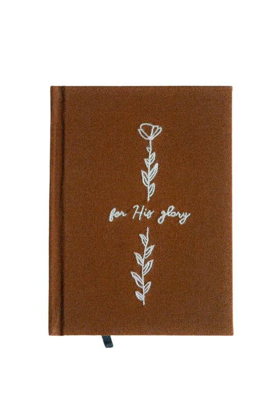 Minimalist "For His Glory" Hand-Embroidered Journal