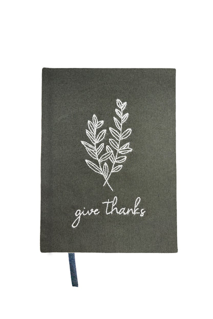 “Give Thanks” Hand-Embroidered Journal