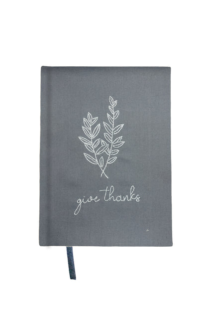 “Give Thanks” Hand-Embroidered Journal