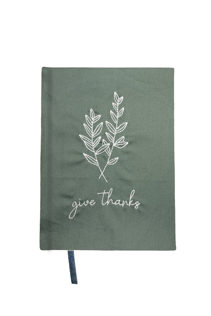 “Give Thanks” Hand-Embroidered Journal