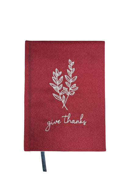 “Give Thanks” Hand-Embroidered Journal