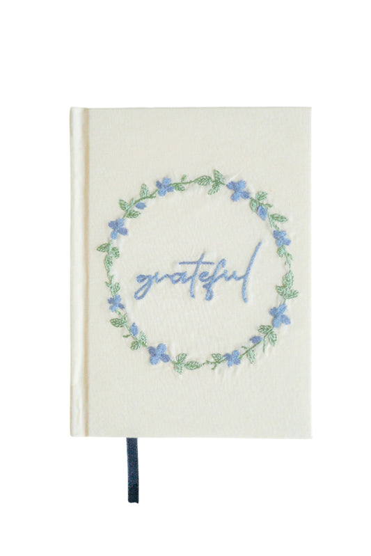 "Grateful" Hand-Embroidered Journal