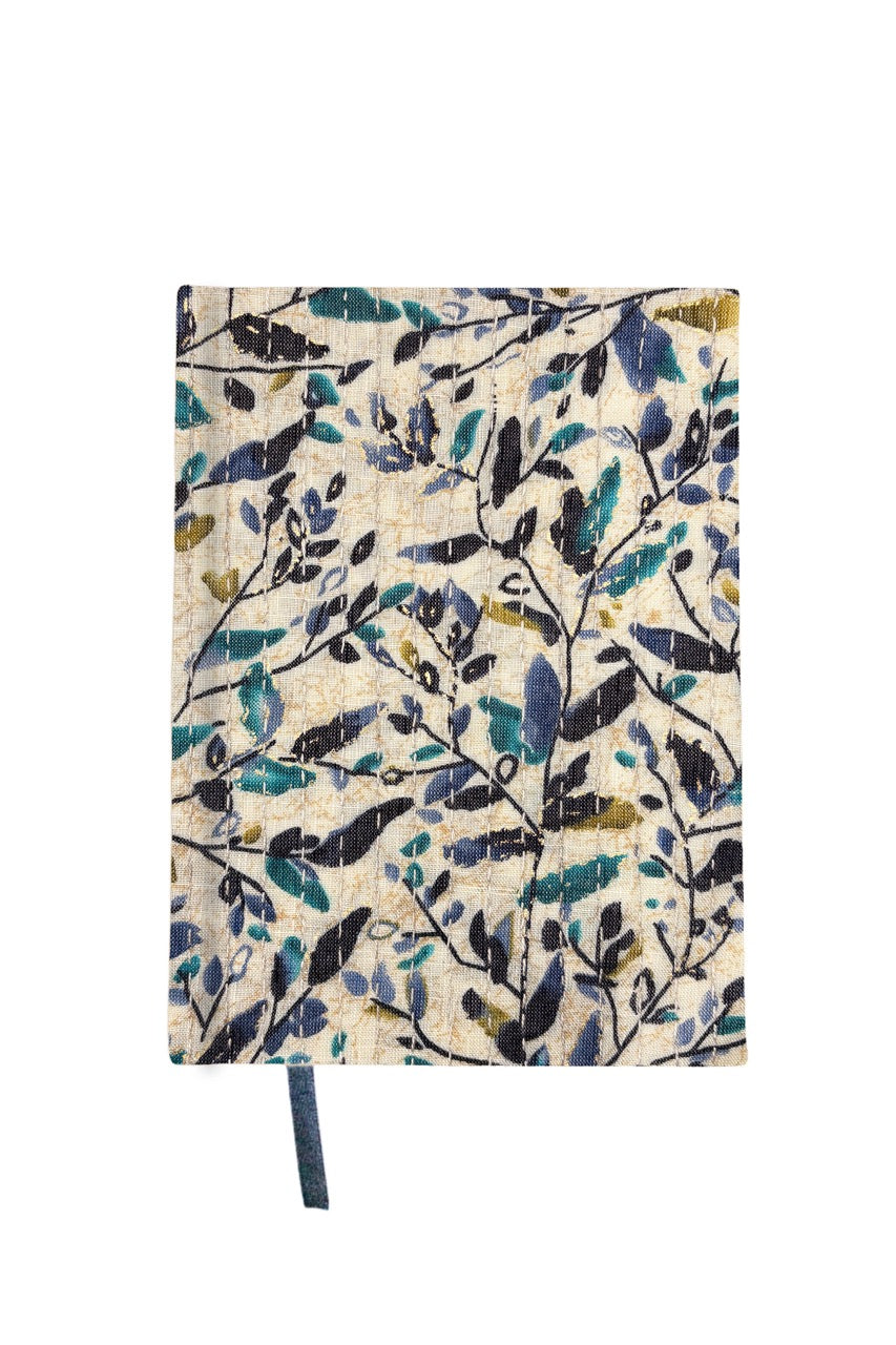 Kantha Stitching “Blue Garden Vines” On Pattern Design Hand-Embroidered Journal