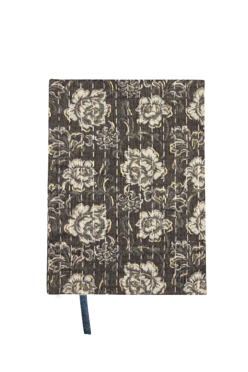 Kantha Stitching “Sepia Garden” On Pattern Design Hand-Embroidered Journal