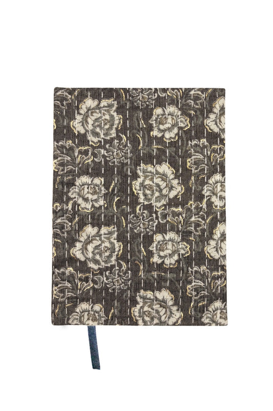 Kantha Stitching “Sepia Garden” On Pattern Design Hand-Embroidered Journal