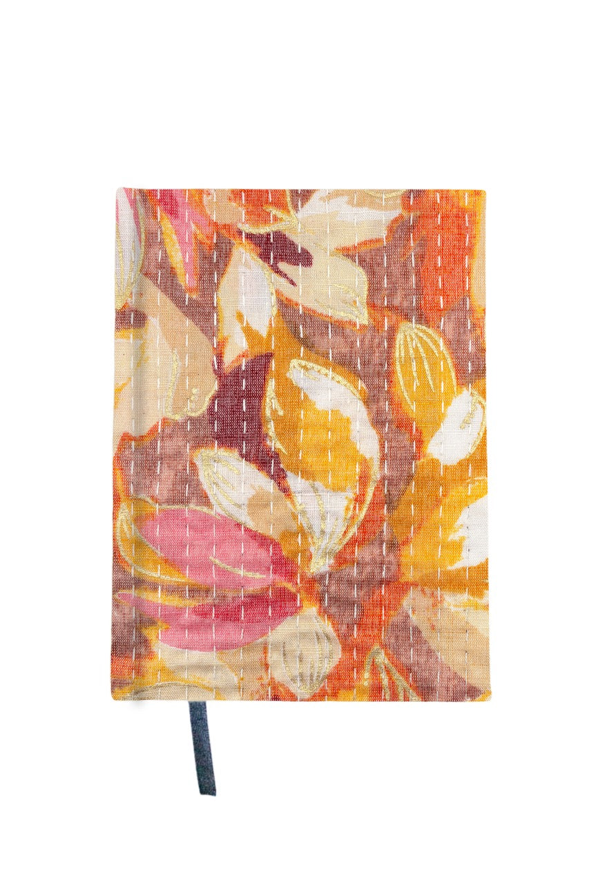 Kantha Stitching “Terracotta Bloom” On Pattern Design Hand-Embroidered Journal
