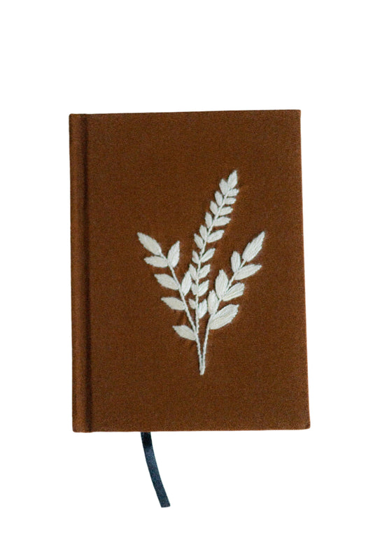 Minimalist Wheat Stalk Hand-Embroidered Journal