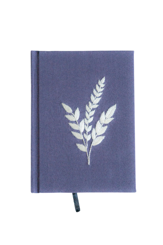 Minimalist Wheat Stalk Hand-Embroidered Journal